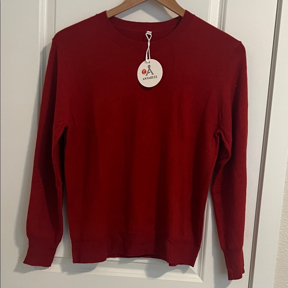 Annabes Women's Red Crew Neck Sweater